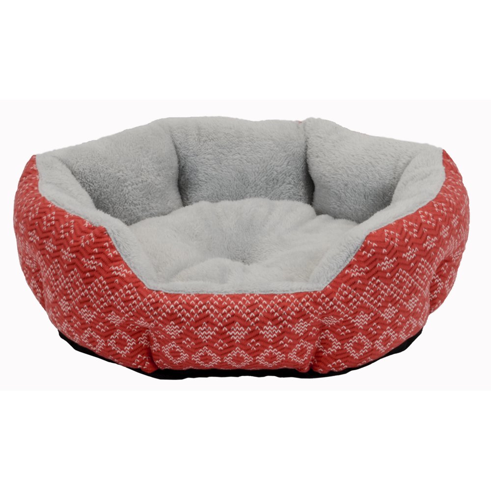 Holiday Time Cozy Cuddler Dog Bed, Red, Small, 19"L x 15"W x 6.25"H