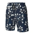 thumbnail image 6 of Uemuo Cherry Blossoms on Navy Background Pattern Men's Swim Trunks Hawaiian Beach Bathing Suit Swimsuits Beach Quick-Dry Shorts with Pockets-Large, 6 of 9