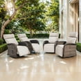 thumbnail image 2 of POCASSY Outdoor Swivel Recliner Chairs Set of 4, Brown Wicker Recliner Patio Swivel Chair with Adjustable Reclining Back and Lifting Footrest for Porch Pool Deck, Beige Cushion, 2 of 10