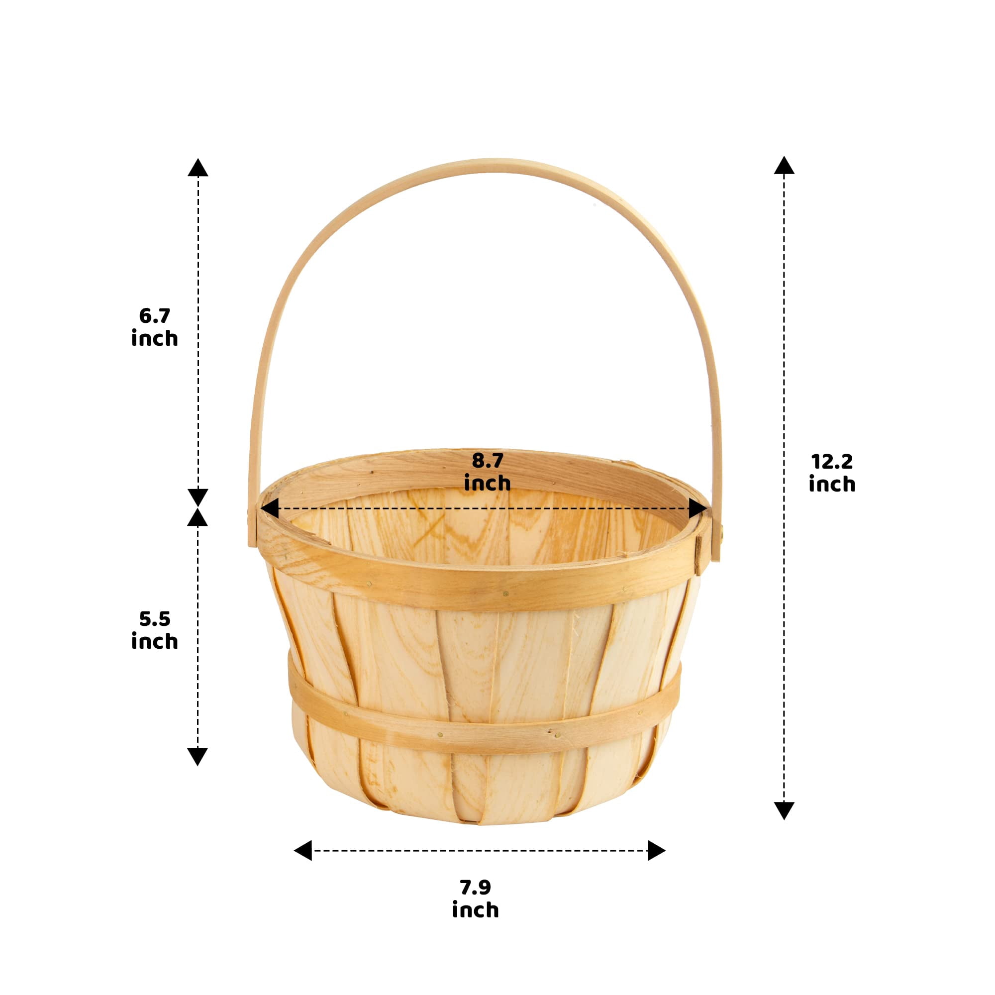 Joyfy 2 Pcs Easter Baskets,Easter Woven Woodchip Basket with Lining,Handmade Wicker Easter Basket with Handle for Easter Egg Hunt,Picnic