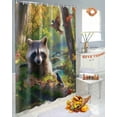 thumbnail image 4 of Fall Shower Curtain Raccoon Bathroom Curtains with Hooks, Waterproof Fabric Hummingbird Green Forest Thanksgiving Bath Shower Curtains Set for Bathroom Bathtubs Decor 36x72 Inch, 4 of 7
