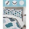 thumbnail image 3 of Full Size Quilt Bedding Set, Bohemia Reversible Summer Quilt 3 Pieces, Vintage Moroccan Geometric Pattern Blue Green Gray Lightweight Bedspreads Coverlets with 2 Pillow Shams for All Seasons, 3 of 5