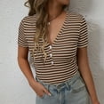 thumbnail image 5 of Annhoo Tops for Women Summer Casual Striped Button V Neck Short Sleeve Shirts Lightweight Comfy Casual Blouses, 5 of 8