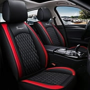 Maidao Car Seat Covers Full Set for Peugeot for 306 1993-2002 5 Seats Waterproof Front Rear Cushion Protector Black and Red