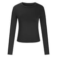 thumbnail image 5 of BLVB Women's Casual Basic Going out Crop Tops Slim Long Sleeve Crew Neck Tight T Shirts Base Layer Tops Blouses, 5 of 7