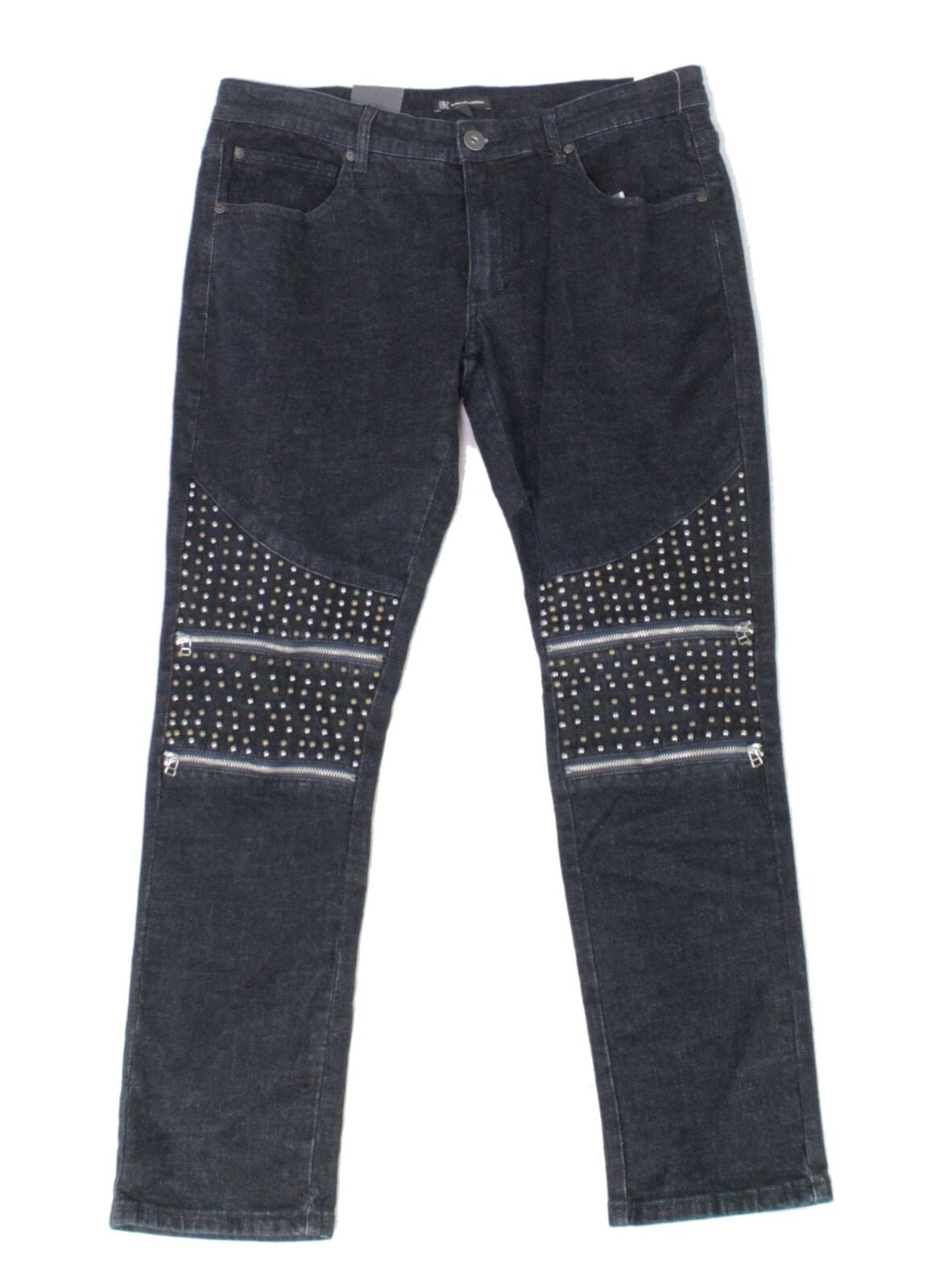 Mens Jeans Dark 34x30 Embellished Slim 