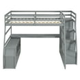 thumbnail image 4 of Harper & Bright Designs Full Size Loft Bed with Desk and Storage Stairs, Wood Loft Bed Full with 7 Drawers & Shelve, High Loft Bed with Desk for Boys Girls, Gray, 4 of 15