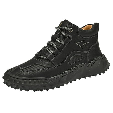 

Ediodpoh Men s New PU Casual Shoes Trend Men s Boots Snow Boots Single Shoes Sneakers Mens Boots Black 8.5