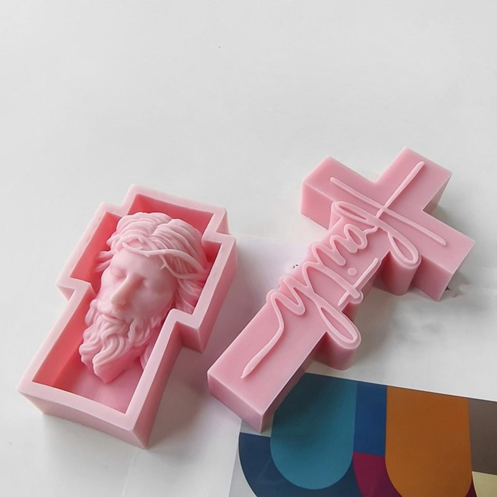 Osdhezcn Silicone Mold Crosses Candle Molds Human Portrait Gypsum Resin Soap Molds Desk Ornament Handmade Gifts for Craft Lover