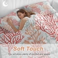 thumbnail image 5 of Red Orange Grey Coral Coastal Duvet Cover Set, Summer Beach Seaside Nautical Soft Duvet Cover Queen Size Bedding Set 4 Pieces, 1 Quiltcover and 2 Pillowcases with Zipper, 1 Bed Sheet for All Seasons, 5 of 9