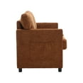 thumbnail image 3 of 52'' Upholstered Loveseat, Chenille Fabric 2-Seat Couch with Rivet Design, Side Storage Pockets, Modern 2-Seater Sofa with Detachable Cushion, Pillows for Living Room, Bedroom, Home Office, Brown, 3 of 9