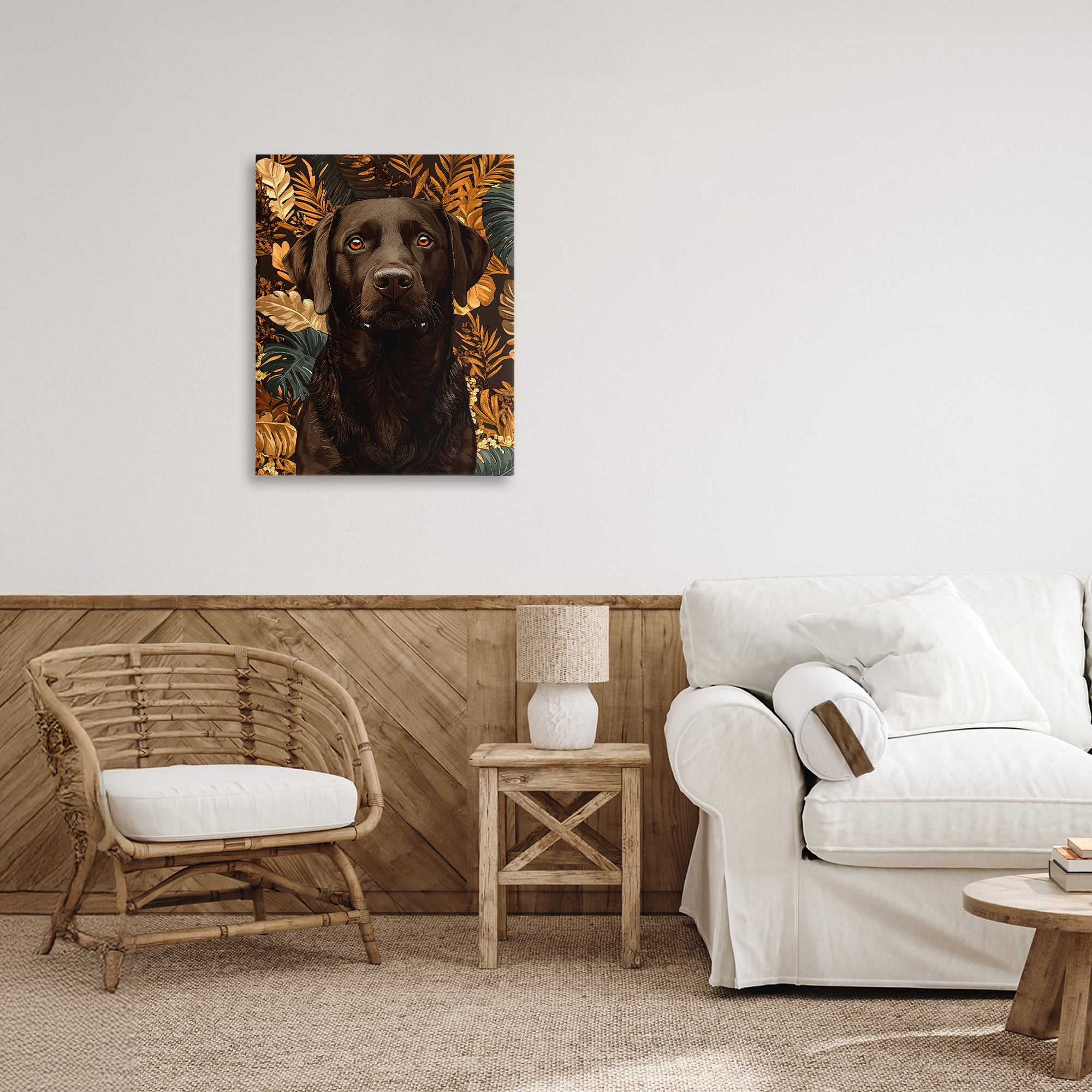 Stupell Industries Labrador with Golden Leaves Canvas Wall Art, design by Creative Studio