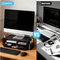 thumbnail image 6 of FTCBJJA 2-Tier Monitor Stand Riser for Home & Office, Desk Organizer and Accessories with Drawer and Pen Holders, Ergonomic Computer Stand, Wood, 6 of 9