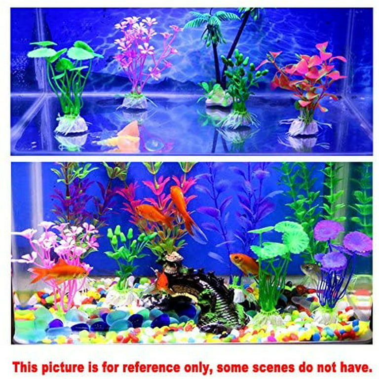 Artificial Aquatic Plants 11 Pcs Small Aquarium Plants Artificial Fish Tank  Decorations，Used for Household and Office Aquarium Simulation Plastic  Hydroponic Plants 