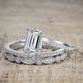 thumbnail image 2 of 2.50 Carat Moissanite Diamond Trio Bridal Ring Set in Emerald cut with 18k Gold Plating, 2 of 5