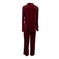 thumbnail image 5 of Women Velvet 2‑Piece Outfit Full Zip Stand Collar Jacket Drawstring Waist Wide Leg Pants Velour Loungewear Pant Suit Solid Color Fall Winter Tracksuit, 5 of 5