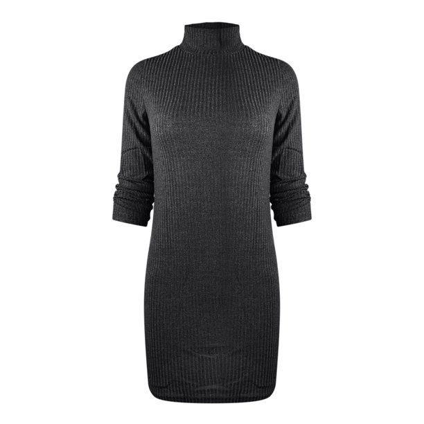 Ikevan Women Solid Long Sleeve Sweater Dress Tight Turtleneck