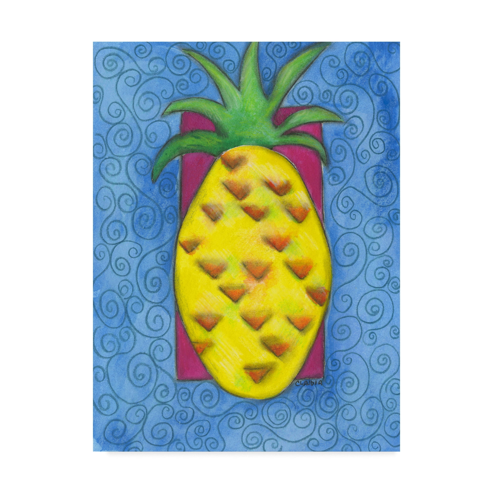 Acrylic Pineapple unframed Acrylic Painting On Stretched Canvas
