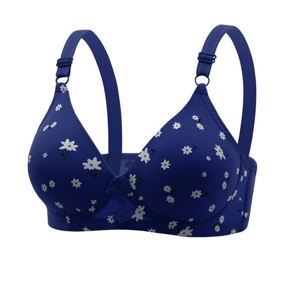 Under $5 Women Plus Size Bra Ndbuld Women's Bra Soild Color Wire Underwear Bra Everyday Underwear Wireless Bras for Women Navy M