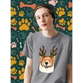 thumbnail image 2 of Happy Corgi Christmas Antlers T-Shirt Men -Image by Shutterstock, Male XX-Large, 2 of 4