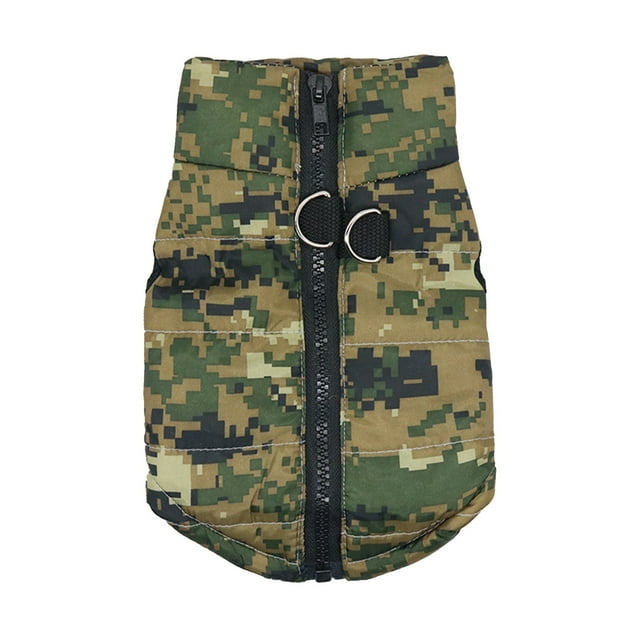 Dog Camouflage Winter Jacket - Striped Design, 6 Sizes (XS-XXL) - Polyester, Elastic, Easy Wash - For Small/Medium Dogs (Home/Parties)