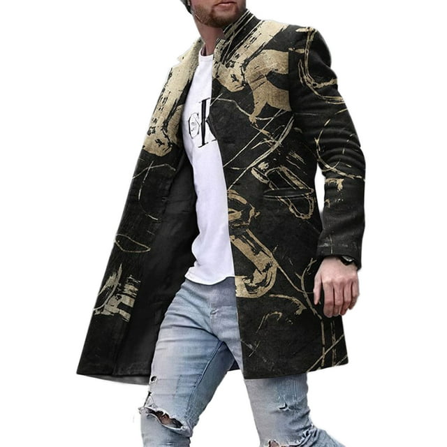 Innerwin Manteaux à Manches Longues pour Hommes Veste Décontractée Col à Revers Noir B TG