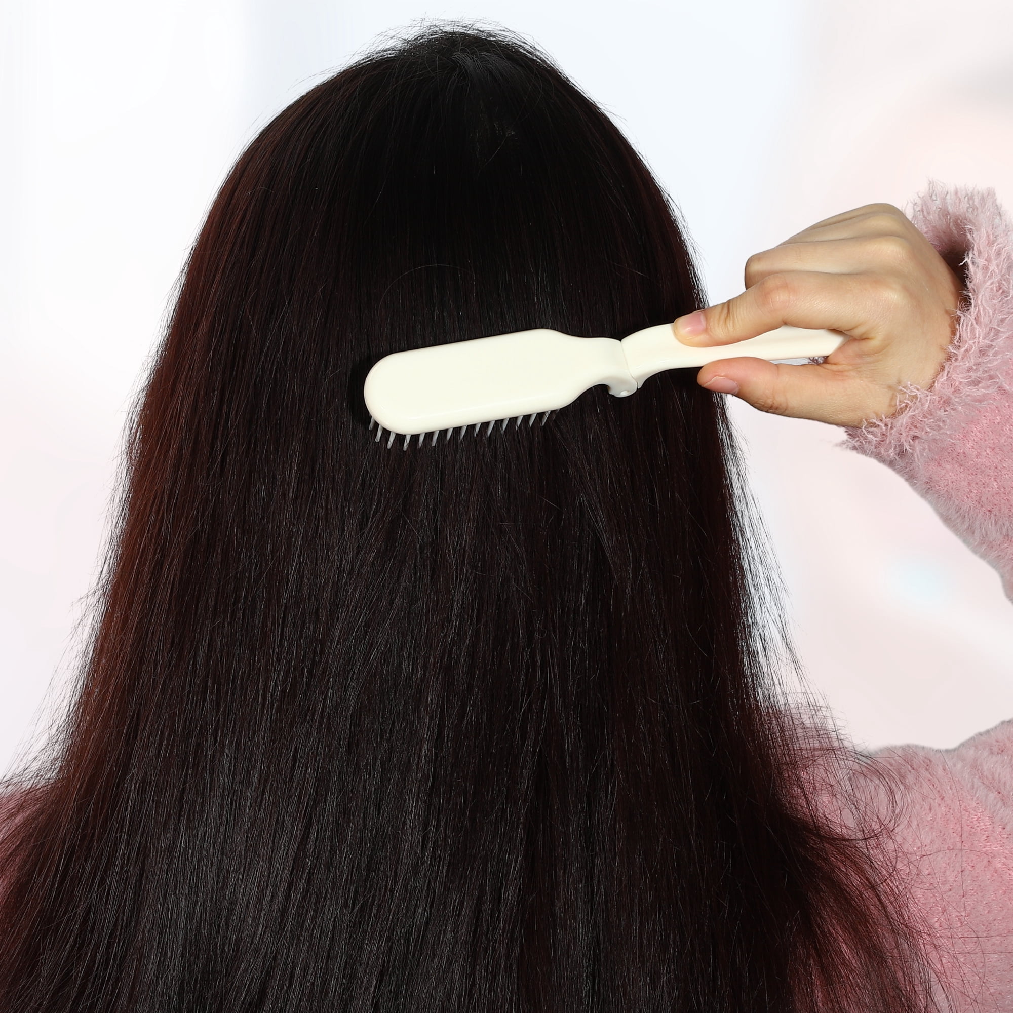Unique Bargains 1Pc Women's Foldable Hair Brush for Curly Straight Thin Dry Wet Hair Beige
