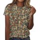 thumbnail image 2 of Fiudx Camisas de Mujer Mujer Verano Ocio Moda Estampado de Flores Cuello Redondo Manga Corta Top/Camisa, 2 of 4