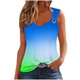 thumbnail image 2 of Tank Tops for Women Plus Size Sleeveless Gradient V-Neck Camisole Casual Tank Blouse Blue XXL, 2 of 4