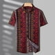 thumbnail image 5 of Camisas Tipo Para Hombre Hombres Primavera y verano Casual Solapa Estampado de un solo pecho Vacaciones en la playa Manga corta Camisa de vacaciones al libre (Red, 4XL), 5 of 6