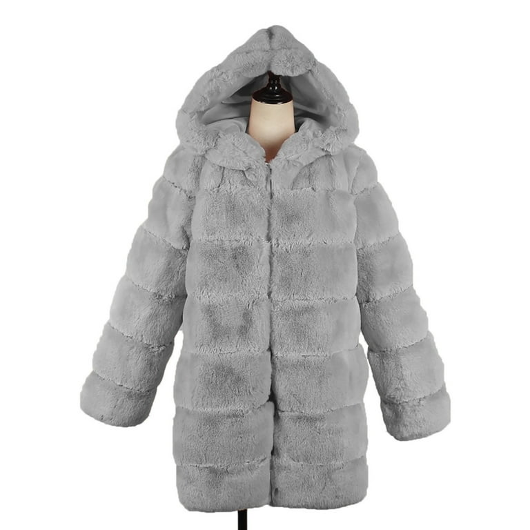 Womens Long Sleeve Winter Warm Lapel Fox Faux Fur Coat Jacket