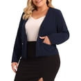 thumbnail image 4 of Blazer de Talla Grande para Mujeres Agnes Orinda para Trabajo y Oficina, Chaqueta con Solapa y Cierre de Cremallera 2023, Azul Marino 2X, 4 of 5