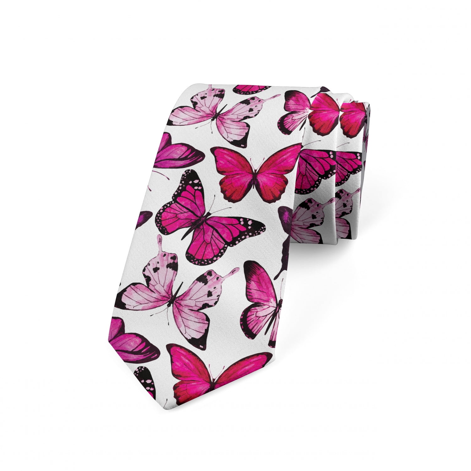 Butterfly Necktie, Vibrant Watercolor, Dress Tie, 3.7", Pink Magenta