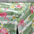 thumbnail image 4 of Flamingo Dog Crate Cover, Flamingos with Exotic Hawaiian Leaves Flowers on Striped Vintage Background, Easy to Use Pet Kennel Cover for Dogs, 35" x 23" x 27", Green Pink White, by Ambesonne, 4 of 6