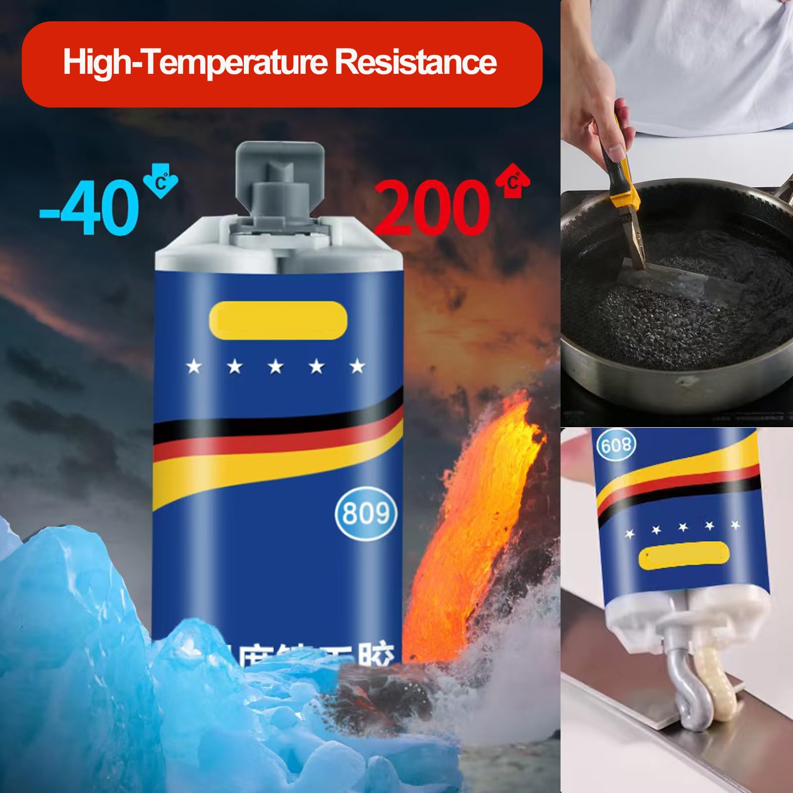 Industrial Grade Stainless Steel Casting AB Rubber, Strong Casters Glue, Metal Repair Glues, Casting Repair Glue, High Temperature Resistant Welding for Metal,Plastic, Ceramic, Wood(3 Set)