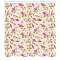 thumbnail image 2 of Ambesonne Floral Shower Curtain, Blossoming Garden Art, 69"Wx84"L, Eggshell Pink and Green, 2 of 4