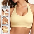 thumbnail image 4 of CheerKidz Women's Solid Color Sports Bra with Adjustable Straps - Wireless Support, Seamless Nylon Fabric for Running, Yoga, Gym Workouts, Daily Casual Wear, High Waist Design Beige L, 4 of 9