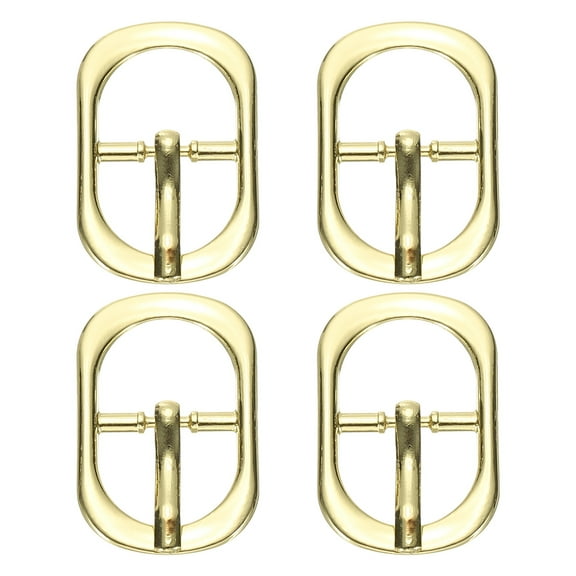 Uxcell Single Prong Buckle, 4 Pcs 0.6 Inch Adjustable Metal Roller Buckle Oval Center Bar Buckle Belt Buckles for Bags DIY Crafts Purse Straps Shoe Belts Making Accessories, Gold Tone