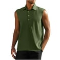 thumbnail image 2 of Mens Sleeveless Golf Tees Shirts Button Collared Tank Tops Summer Boys Casual Solid Color Pullover Going-Out Loungewear Vests Tanks, 2 of 4