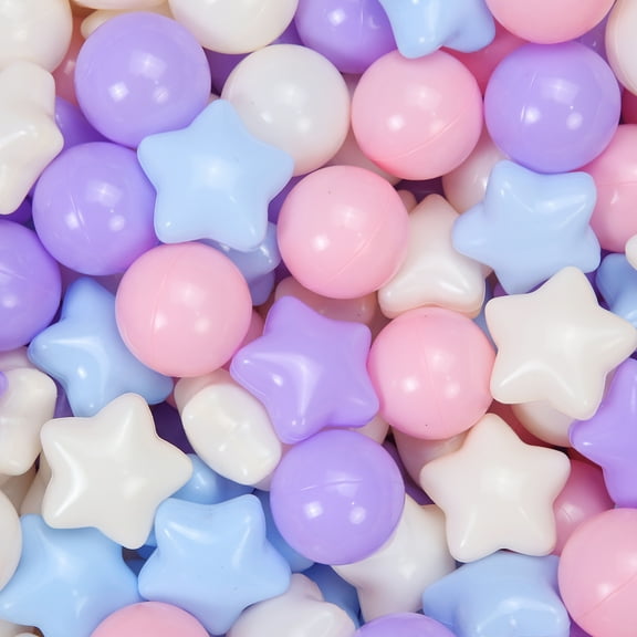 Ball Pit Balls Plastic Stars for Ball Pit BPA Free Plastic Balls Crush and Smash Proof Balls 100pcs 2.2" Set for Toddlers for Play Tent Tunnel (Pink Beige Purple)