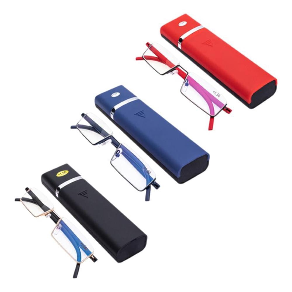 Mens Red Half Rimless Reading Glasses +2.50 Blue Light Blocking tr90 Flexible Presbyopic Glasses Half Frameless Rectangle Readers with case
