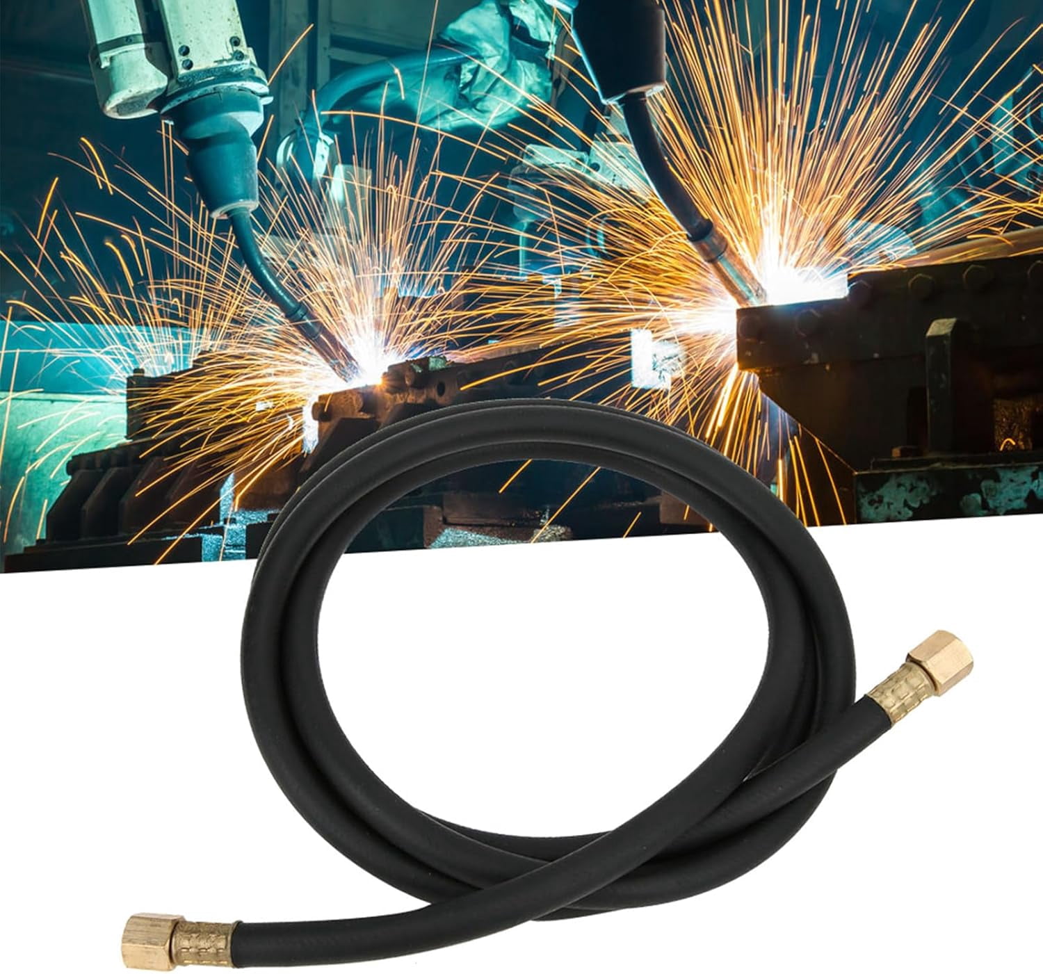 Fafeicy Inert Gas Hose, Inert Gas Hose, Argon CO2 Nitrogen Compressed Air Hose Welding Connecting Pipe Gas Hose Nut 1/4 Inch, Welding Accessories (2m/6.6ft), Fafeicyfkruzip12m-12