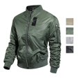 thumbnail image 1 of 2024 Mens Bomber Jackets Zipper Long Sleeves Pockets Thin Topcoat Baseball Jacket Spring Autumn Loose Outer Wear Pilot Jacket, 1 of 4