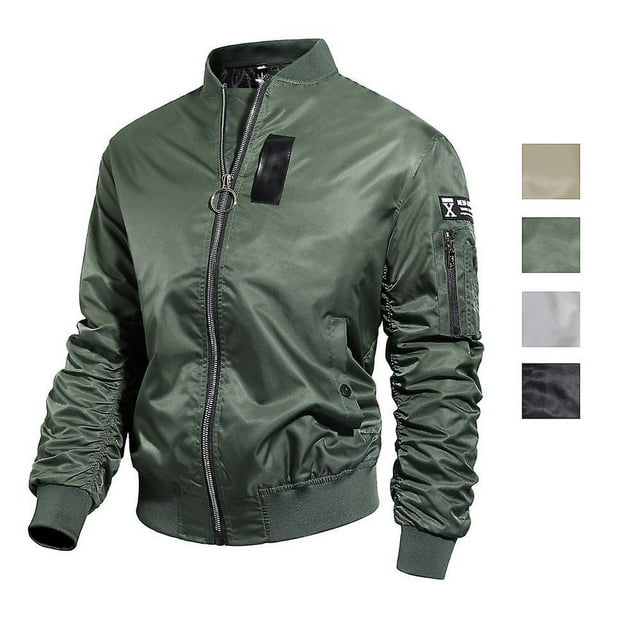 2024 Mens Bomber Jackets Zipper Long Sleeves Pockets Thin Topcoat Baseball Jacket Spring Autumn Loose Outer Wear Pilot Jacket