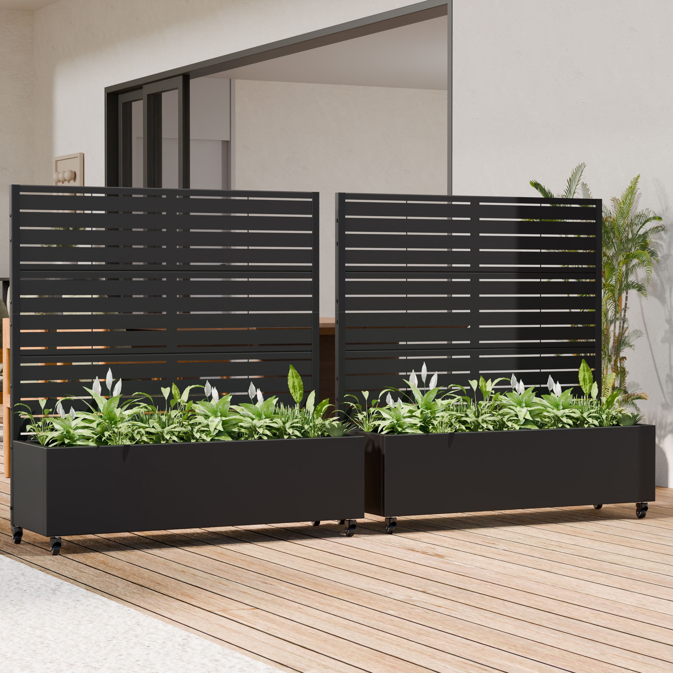 MAYEERTY 47*47in Outdoor Metal Planter Box, Modern Square Metal Planter, Outdoor Decorative Planter for Patio, Balcony, Garden