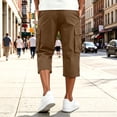 thumbnail image 4 of Below The Knee Shorts for Men Corduroy Long Cargo Shorts Casual 3/4 Length Sweat Capris with Pockets Coffee 3XL, 4 of 7