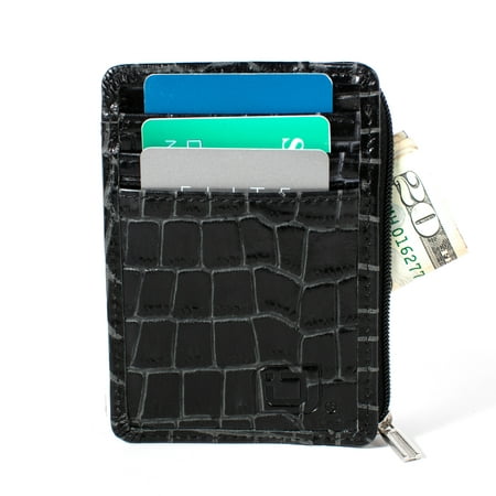 ID Stronghold RFID Wallet Mini for Men and Women - Genuine Leather - Best RFID Blocking Slim Wallet to Stop Electronic Pickpocketing - Minimalist Wallet - Black (Best Edc Minimalist Wallet)