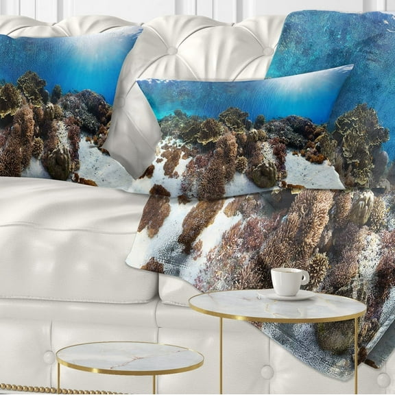 Designart Indonesia Underwater Panorama - Photography Throw Pillow - 12x20