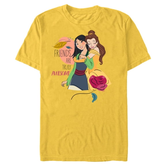 Disney Princess Mulan and Belle Friends are Truly Awesome - Short Sleeve Blended T-Shirt for Adults - Customized-Yellow