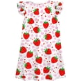 thumbnail image 6 of Summer Dresses for Toddler Girls Strawberry Print Ruffles Back To School Flutter Sleeve Casual Dress for Kids Size 3-4T, 6 of 7